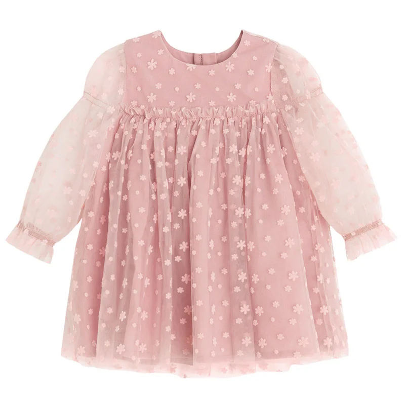 كول كلوب فستان بولياميد وردي فاتح بأكمام طويلة