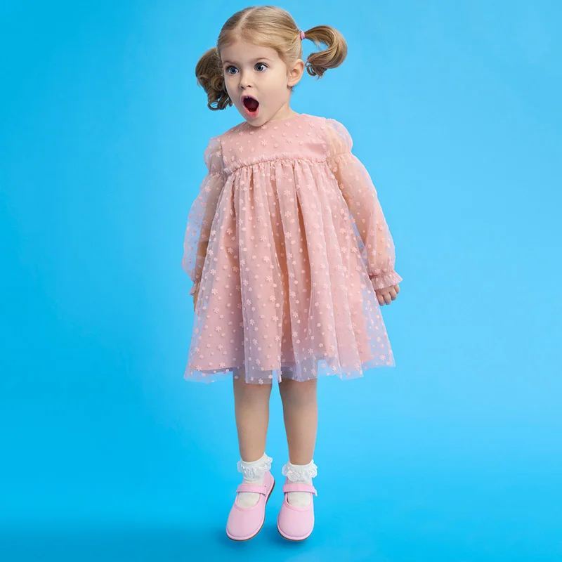 كول كلوب فستان بولياميد وردي فاتح بأكمام طويلة