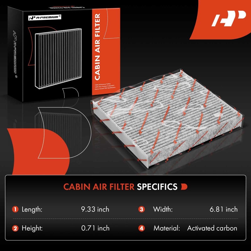Generic A-Premium Cabin Air Filter with Activated Carbon Compatible with Buick Enclave & Chevrolet Traverse & GMC Acadia & Saturn Outlook, 2007-2017, V6 3.6L, Replace# CAF1897C, 20958479  - Image 2