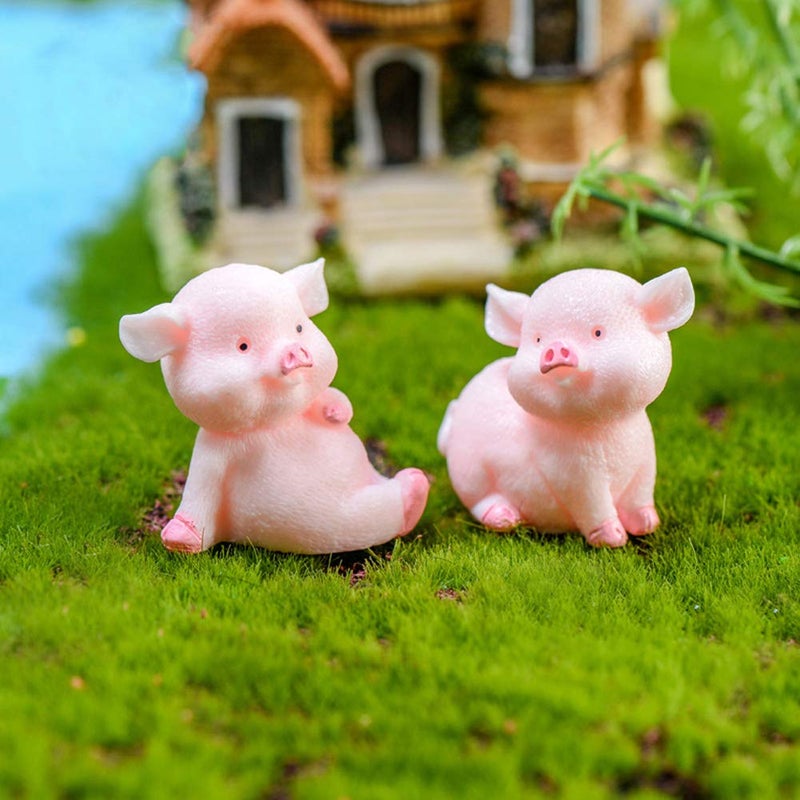 MAOMIA Miniature Pig Figurines 8 Pcs, Cute Pink Piggy Toy Figures Cake Toppers for Fairy Garden Decor Christmas Desk Decoration - Image 5