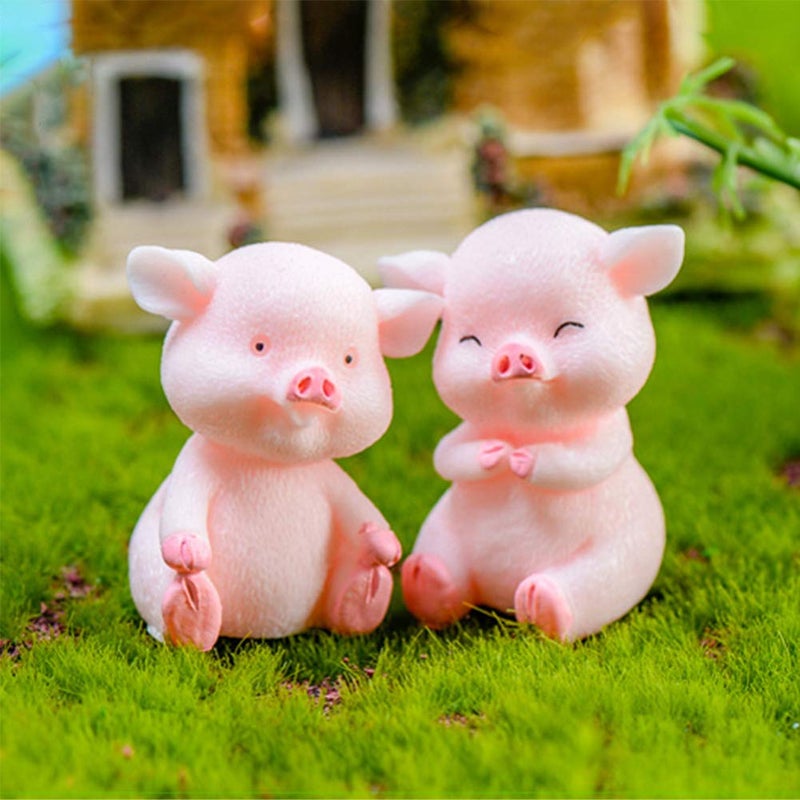 MAOMIA Miniature Pig Figurines 8 Pcs, Cute Pink Piggy Toy Figures Cake Toppers for Fairy Garden Decor Christmas Desk Decoration - Image 3