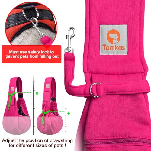 TOMKAS Dog Sling Carrier for Small Dogs Puppy Carrier for Small Dogs (Rose red, Adjustable Strap for 3-10 lbs & Zipper Pocket) - Image 5