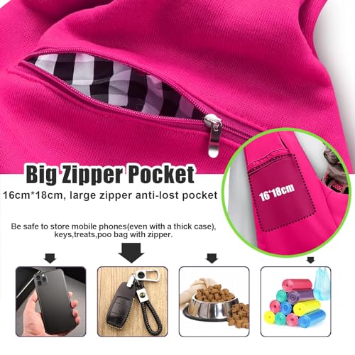 TOMKAS Dog Sling Carrier for Small Dogs Puppy Carrier for Small Dogs (Rose red, Adjustable Strap for 3-10 lbs & Zipper Pocket) - Image 2
