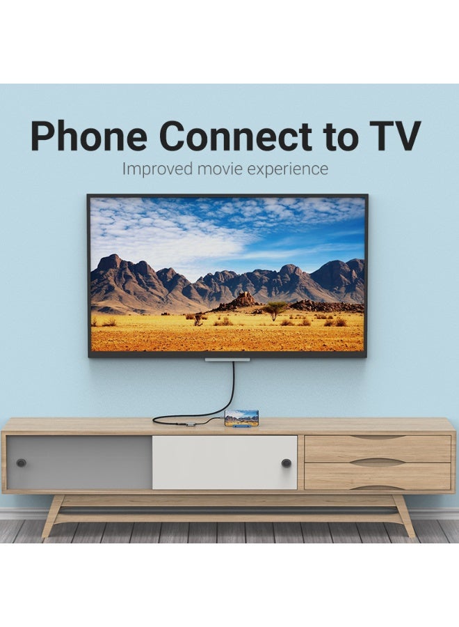 VENTION USB-C to HDMI Converter 0.15M Gray Aluminum Alloy Type Model # TDEHB - Image 3