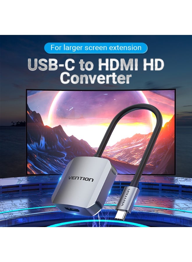 VENTION USB-C to HDMI Converter 0.15M Gray Aluminum Alloy Type Model # TDEHB - Image 2