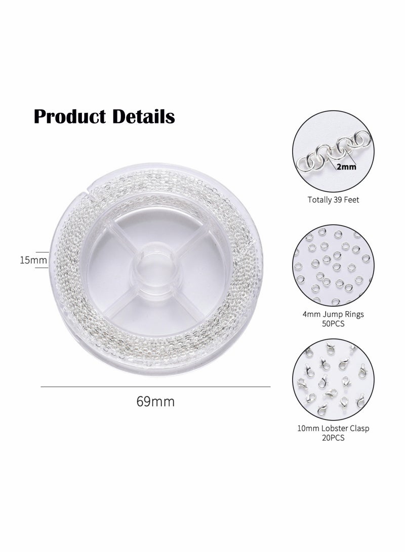 Silver Plated Necklace Chain Bulk - 33 Feet for DIY Craft, Includes 4mm Jump Ring and Lobster Clasps - Image 4