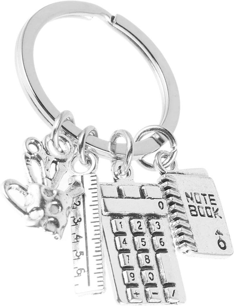 SAFIGLE Accountant Calculator Keychain with Ruler and Notebook Charm, Math Lover Key Ring Holder for Teachers, Graduation Gift for Accounting Students - Image 1