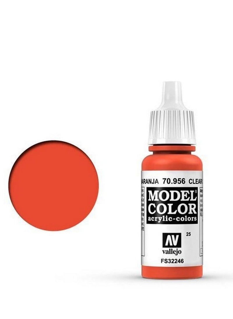 فاليجو لون الموديل 956 برتقالي شفاف، زجاجة 18 مل، طلاء أكريليك للمجسمات الصغيرة والتفاصيل.