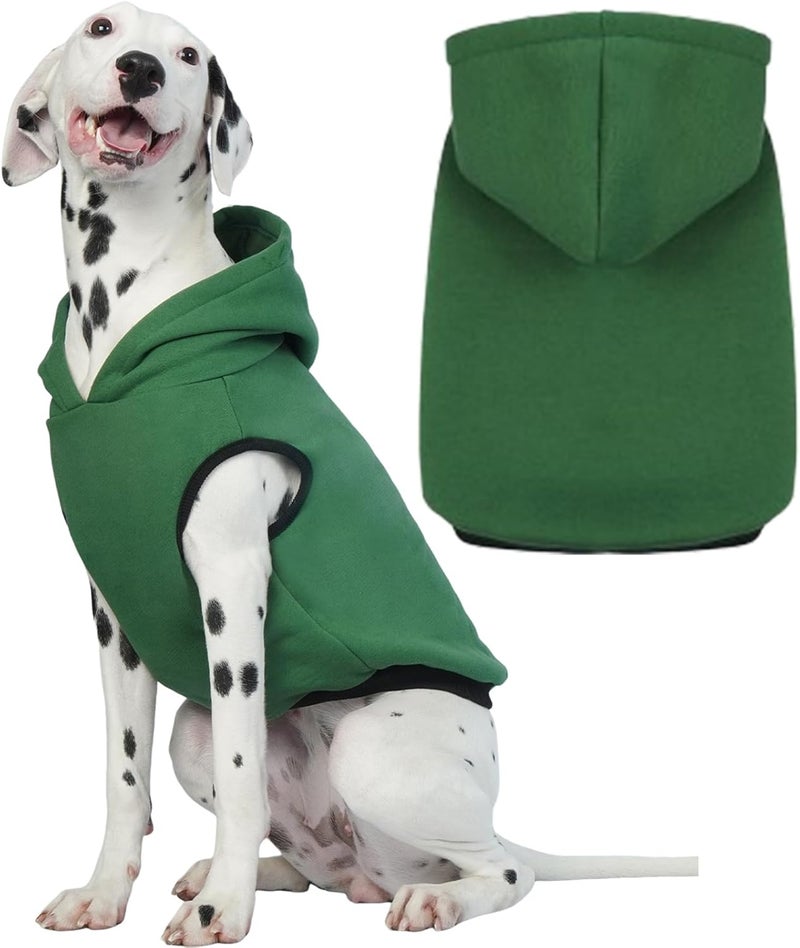 ROZKITCH Dog Hoodie,Winter Dog Fleece Sweaters Pet Warm Sweatshirt Pet Pullover Dog Clothes with Leash Hole Soft Warm Christmas Outfit Puppy Vest for Medium Dogs French Bulldog Clothes Green L - Image 1
