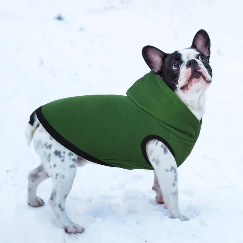 ROZKITCH Dog Hoodie,Winter Dog Fleece Sweaters Pet Warm Sweatshirt Pet Pullover Dog Clothes with Leash Hole Soft Warm Christmas Outfit Puppy Vest for Medium Dogs French Bulldog Clothes Green L - Image 5