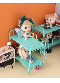 Daytoyz 1/12 Scale Alloy Doll Bunk Bed - Mini Double Layer Baby Doll Bedroom Furniture for Dollhouse Accessories  - Image 2