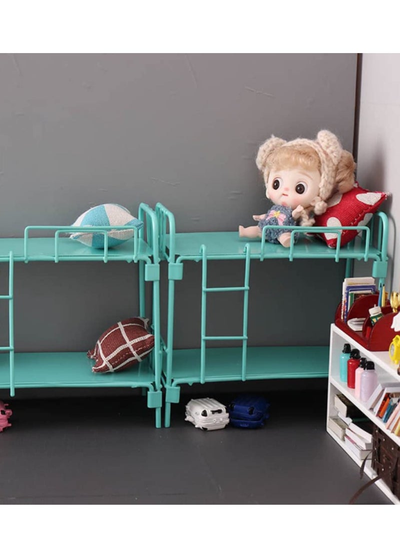 Daytoyz 1/12 Scale Alloy Doll Bunk Bed - Mini Double Layer Baby Doll Bedroom Furniture for Dollhouse Accessories - Image 4