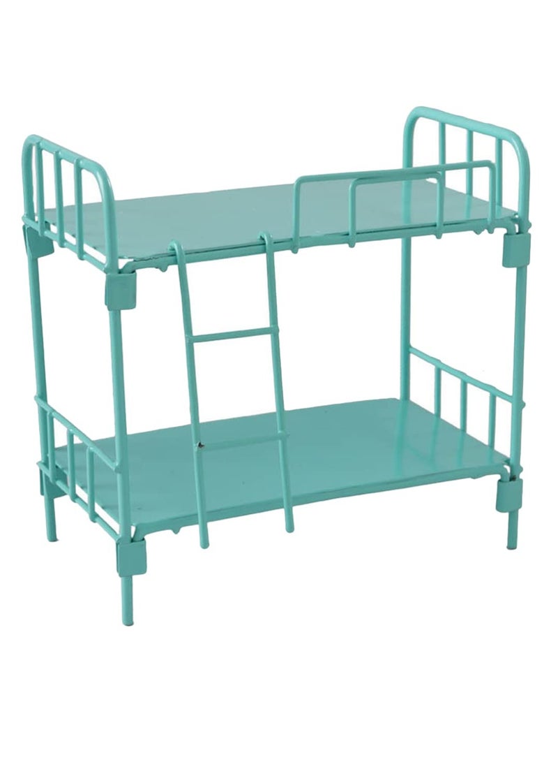 Daytoyz 1/12 Scale Alloy Doll Bunk Bed - Mini Double Layer Baby Doll Bedroom Furniture for Dollhouse Accessories - Image 1