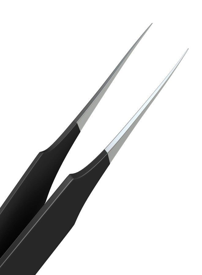 Tweezees Precision Black Stainless Steel Tweezers | Professional Slant Tip & Splinter Tip Tweezer For Eyebrows | Extra Sharp Hair Removal Tool | For Eyebrow Shaping | For Men And Women - Image 3