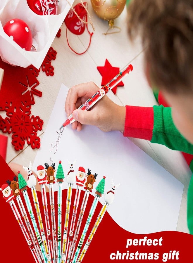 Qilery 24 Pcs Christmas Pencils Assorted Multi Point Stackable Push Pencil Christmas Tree Santa Claus Snowman Elk Pens for School Party Favors Supplies Classroom Rewards Gifts - Image 5