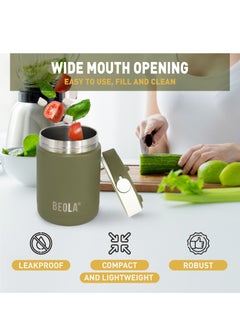 BEOLA 450ml Food Jar Lunch Box Thermos Stainless Steel Double Wall Insulated Travel Food Flask for Kids and Adults, 15oz (Olive Green)  - Image 5