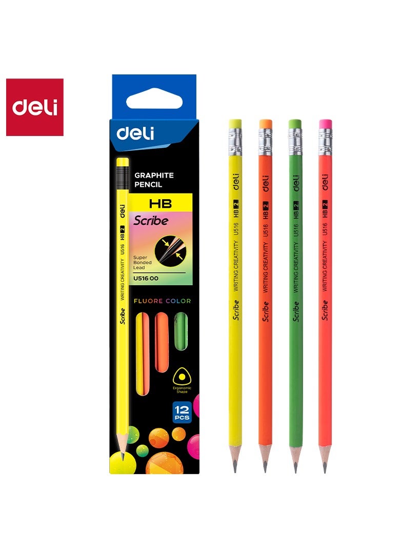 Deli EU51600 Graphite Pencil, HB, Triangular Barrel, 12PCS 鈥?Ideal for Writing and Drawing - Image 1