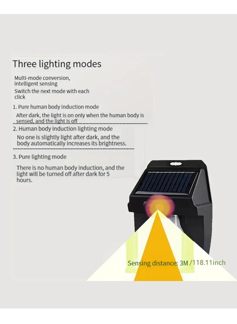 Outdoor Solar Wall Light IP65 Waterproof Security Light Solar Wall Lantern With 3 Modes Led Solar Porch Light Outdoor Deck Fence Lighting Outdoor Solar Light For Garden Patio Yard And Home