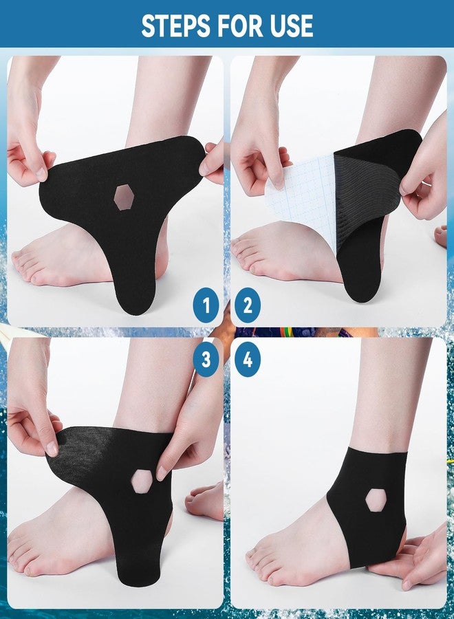 Anglechic 30 Pcs Precut Kinesiology Tape for Ankle Waterproof Breathable Cotton Ankle Tape Sprain Prevention Pain Relief Ready-to-Apply Professional Athletic Support for Daily Use (Black) - Image 4