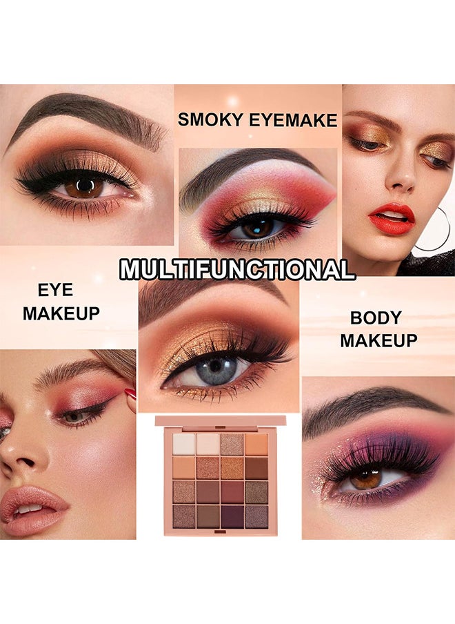 HUDA STORY Eyeshadow Palette Chocolates 16 Colours Contour Palette Brown Eyeshadow Make Up Palettes Long Lasting Shimmer Matte Highly Pigmented Natural Look Travel Size Eye Shadows Palette For Women Girls  - Image 4