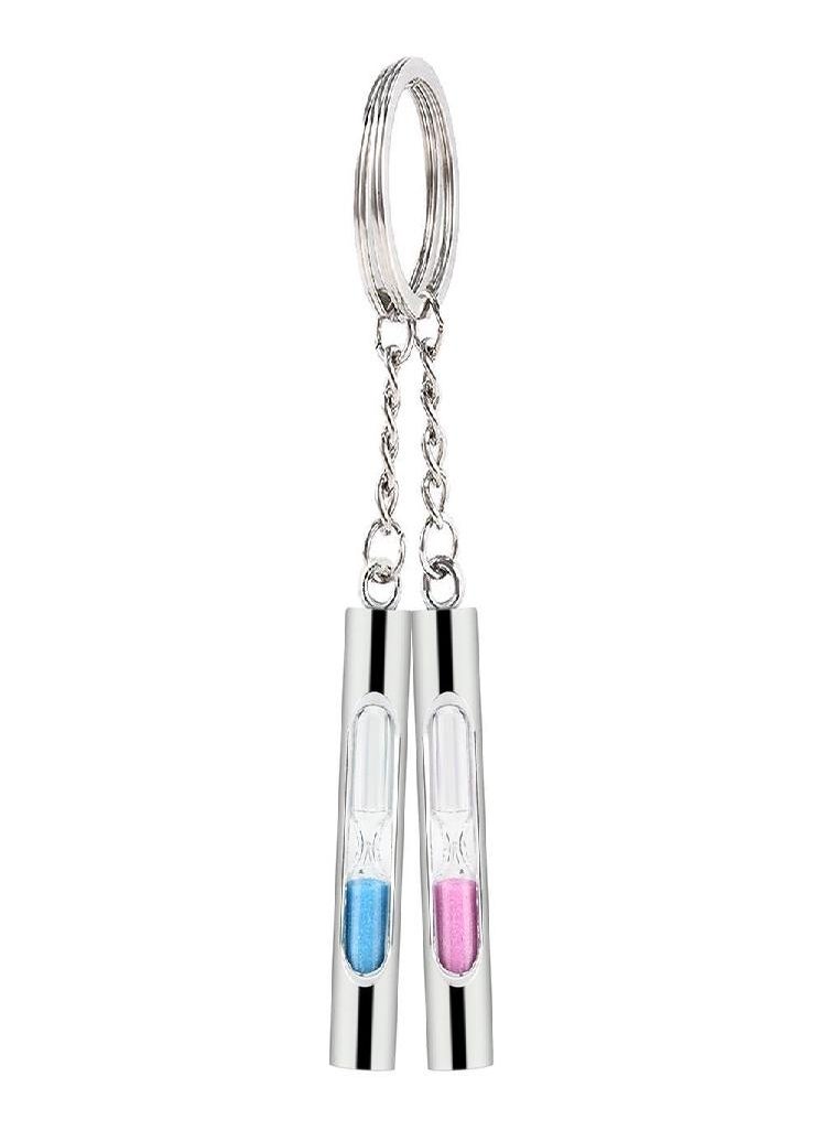 Eckek - Novelty Metal Hourglass Key Chain Key Ring Couples Trinket Keychains Gift - Image 1