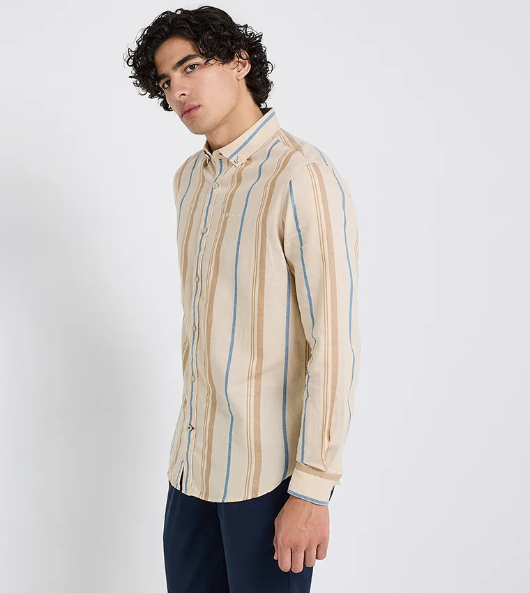 بين شيرمان Ben Sherman Men's Long Sleeve Striped Shirts