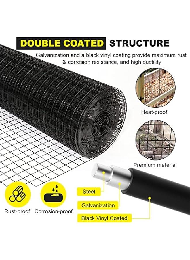 Arabest 24'' x 50' 1inch Hardware Cloth 16 Gauge Black Vinyl Coated Welded Fence Mesh for Home and Garden Fence and Home Improvement Project (24'' x 50') - Image 3