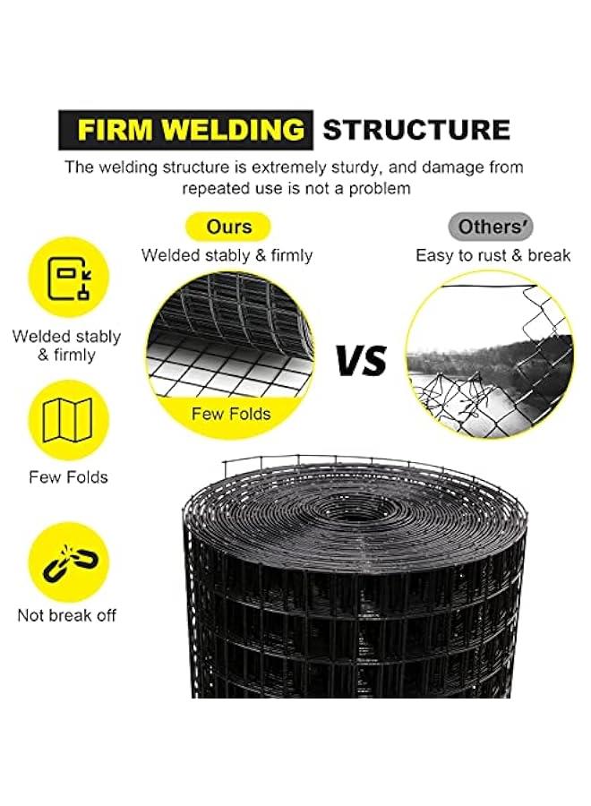 Arabest 24'' x 50' 1inch Hardware Cloth 16 Gauge Black Vinyl Coated Welded Fence Mesh for Home and Garden Fence and Home Improvement Project (24'' x 50') - Image 4