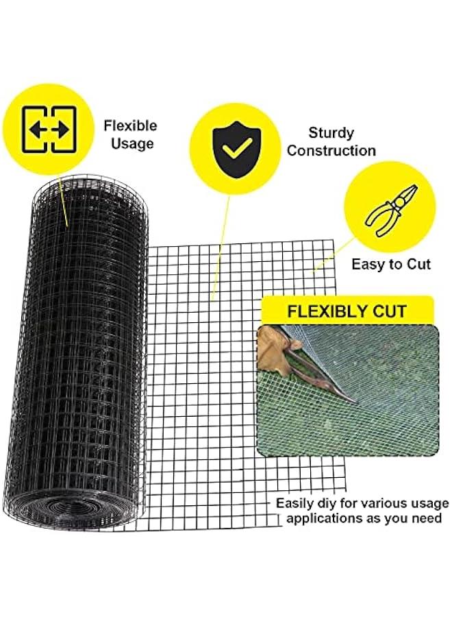 Arabest 24'' x 50' 1inch Hardware Cloth 16 Gauge Black Vinyl Coated Welded Fence Mesh for Home and Garden Fence and Home Improvement Project (24'' x 50') - Image 5