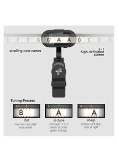 SYOSI Clip On Tuner Rechargeable, Chromatic Tuner for Guitar Bass Ukulele and Wind Instruments, Pitch 410-460Hz, High Definition TFT Screen Easy to Read in Bright Light, Quick & Accurate Tuning  - Image 2