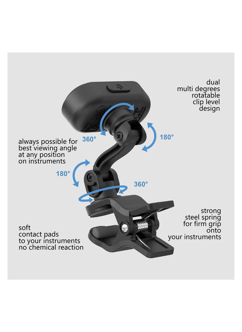 Clip On Tuner Rechargeable, Chromatic Tuner for Guitar Bass Ukulele and Wind Instruments, Pitch 410-460Hz, High Definition TFT Screen Easy to Read in Bright Light, Quick & Accurate Tuning - pzsku/Z771E7C554877B303F675Z/45/_/1698836651/7fb8bb4b-34e4-4086-b8e3-4a17aff83c87