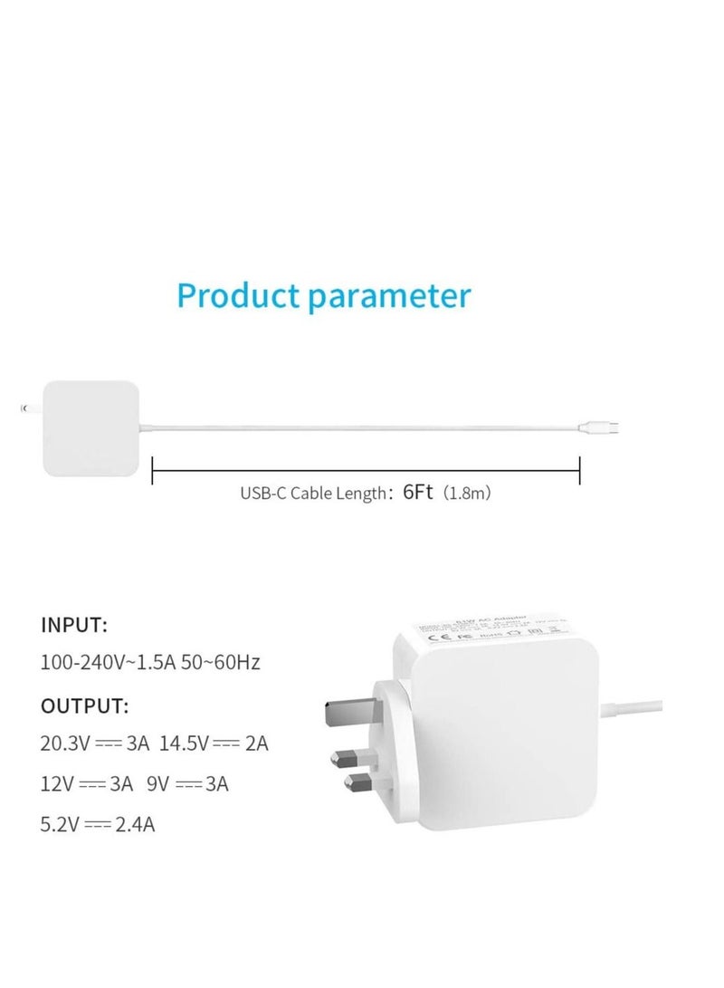 61W Type C Laptop Charger Compatible with MacBook Pro 14  MacBook Pro 13 12 MacBook Air 13 Type C Adapter for Most Tablet Charging - Image 2