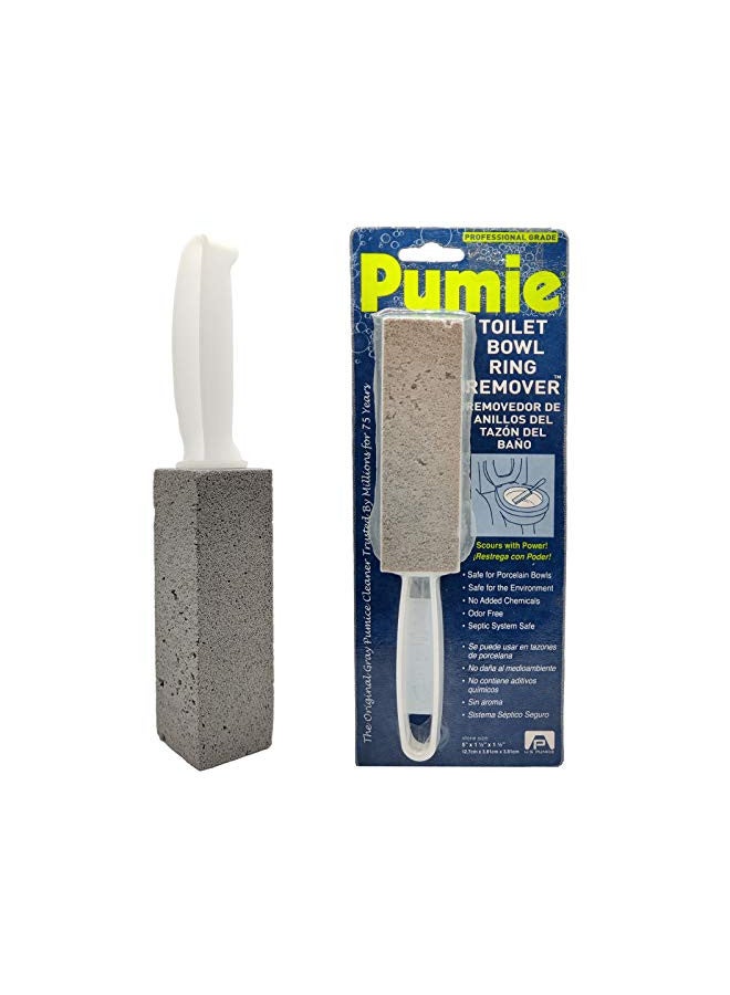 Pumie PUMIE Toilet Bowl Ring Remover, TBR-6, Grey Pumice Stone with Handle, Removes Unsightly Stains from Toilets, Sinks, Tubs, Showers, Pools, Safe for Porcelain, 1 Pack  - Image 1