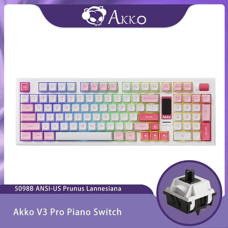 Akko 5098b Mechanical Gaming Keyboard, 96 Keys, TFT LCD Screen, RGB Backlit, 8000mAh Fast Charge, BT5.0/2.4G/Type-C - Image 1