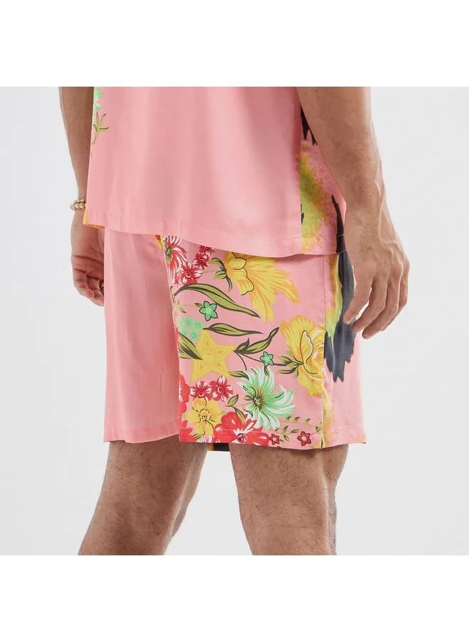 FAV All-Over Print Flexi Waist Shorts with Pockets and Drawstring Closure