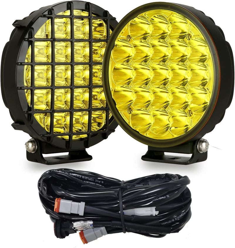 BIGLION.X BIGLIONX 6inch 2pcs Amber Round LED Offroad Lights Amber Offroad Driving Fog Lights with Wiring Harness 210W 32000LM Waterproof IP68 IP69K 12V 24V for Pickup Trucks ATV UTV SUV - Image 1