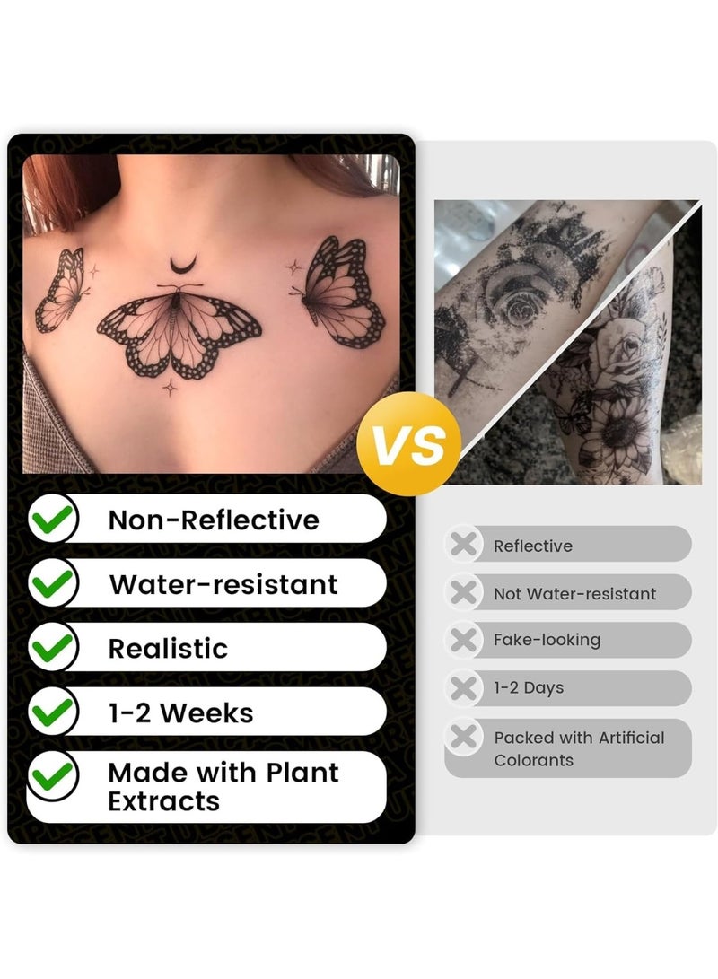 12PCS Metallic Temporary Tattoo Stickers Waterproof Semi Permanent Fake Tattoos – Holographic Butterfly Flower Star Designs Last 7-15 Days Easy Apply and Remove for Party Festival Beach Body Art - Image 5