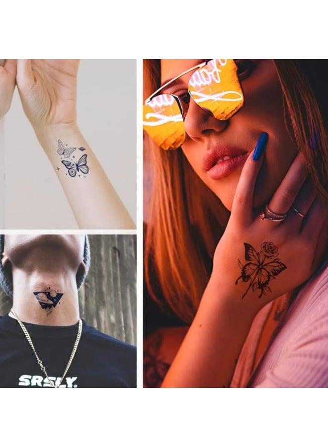 12PCS Metallic Temporary Tattoo Stickers Waterproof Semi Permanent Fake Tattoos – Holographic Butterfly Flower Star Designs Last 7-15 Days Easy Apply and Remove for Party Festival Beach Body Art - Image 4