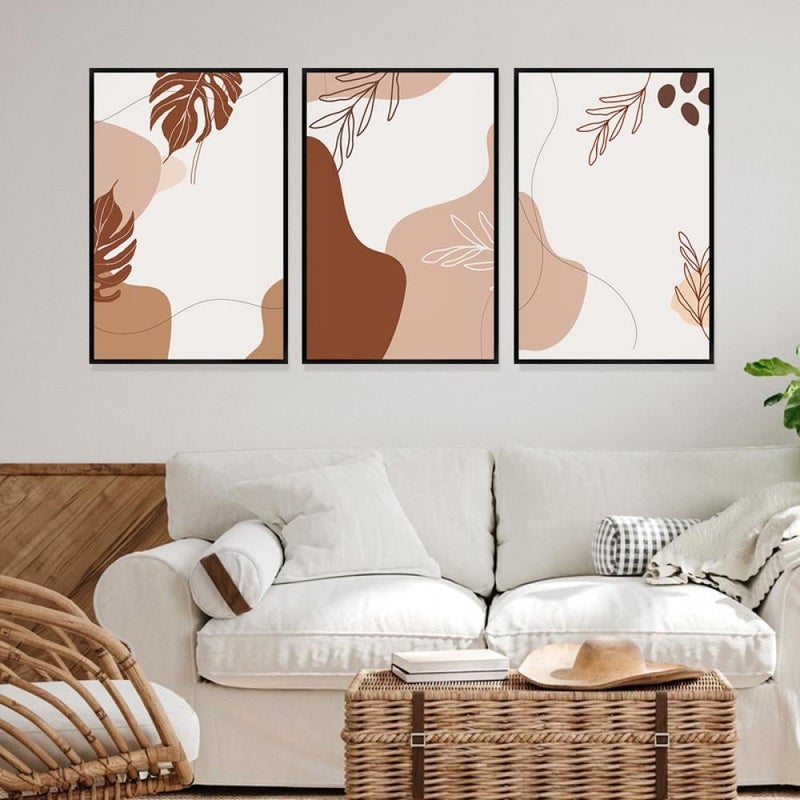 Marktna Three canvas prints in a bohemian art style with a hollow frame, measuring (120×60), three pieces - Image 2