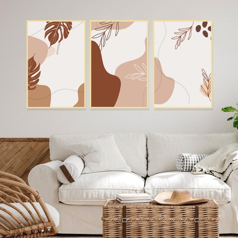 Marktna Three canvas prints in a bohemian art style with a hollow frame, measuring (120×60), three pieces - Image 1