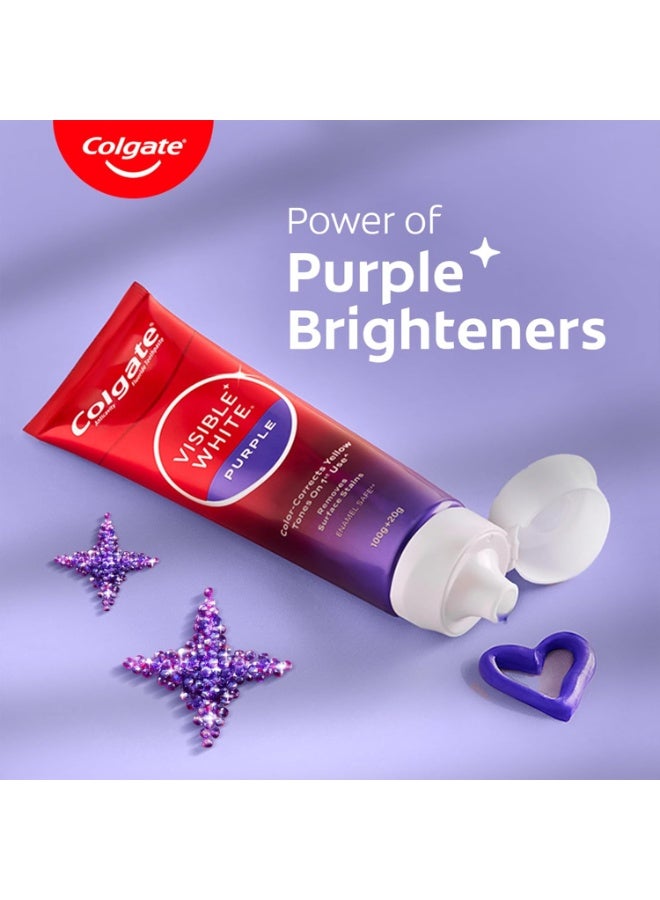 Colgate Visible White Purple Toothpaste for Teeth Whitening, Teeth Whitening Colgate Toothpaste with Fluoride, Tooth Paste Helps Remove Surface Stains, Whitens Yellow Teeth, Enamel-Safe for Daily Use - Image 4