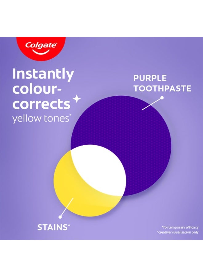 Colgate Visible White Purple Toothpaste for Teeth Whitening, Teeth Whitening Colgate Toothpaste with Fluoride, Tooth Paste Helps Remove Surface Stains, Whitens Yellow Teeth, Enamel-Safe for Daily Use - Image 2