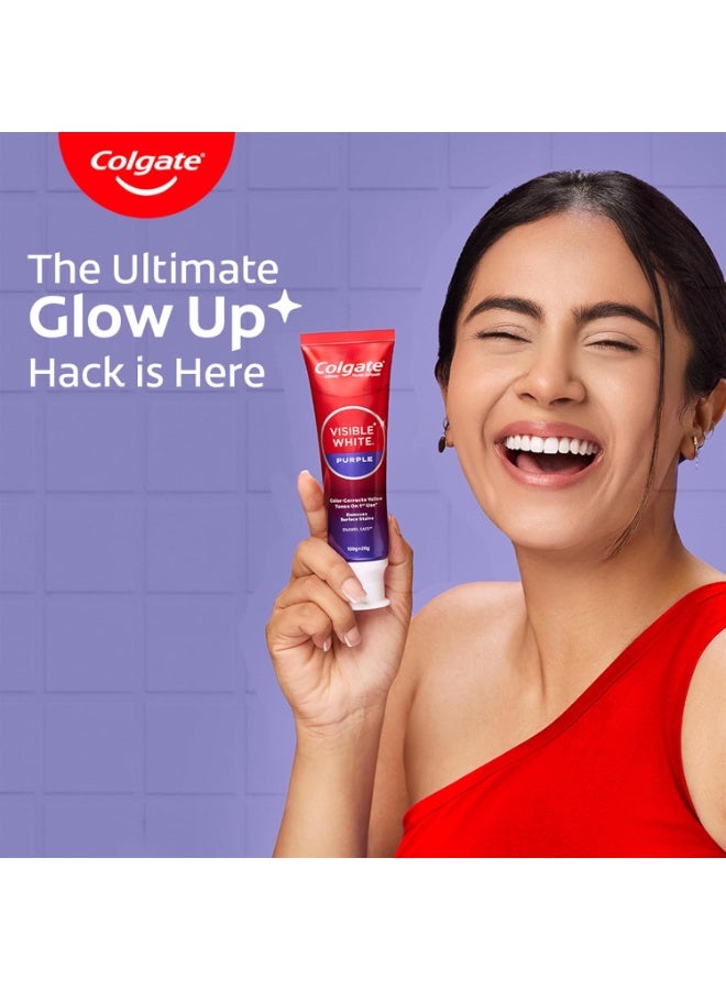 Colgate Visible White Purple Toothpaste for Teeth Whitening, Teeth Whitening Colgate Toothpaste with Fluoride, Tooth Paste Helps Remove Surface Stains, Whitens Yellow Teeth, Enamel-Safe for Daily Use - Image 3