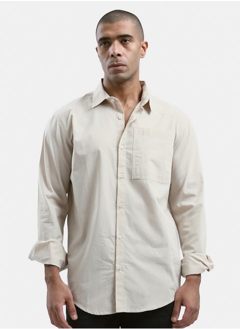 Light Beige Long Sleeves With Front Pocket