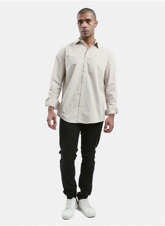 Light Beige Long Sleeves With Front Pocket