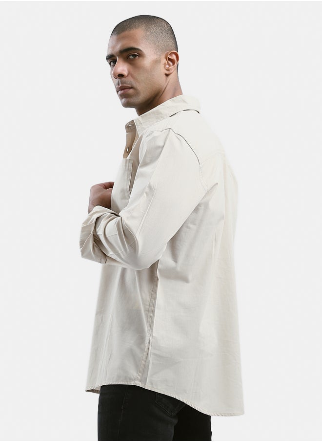 Light Beige Long Sleeves With Front Pocket