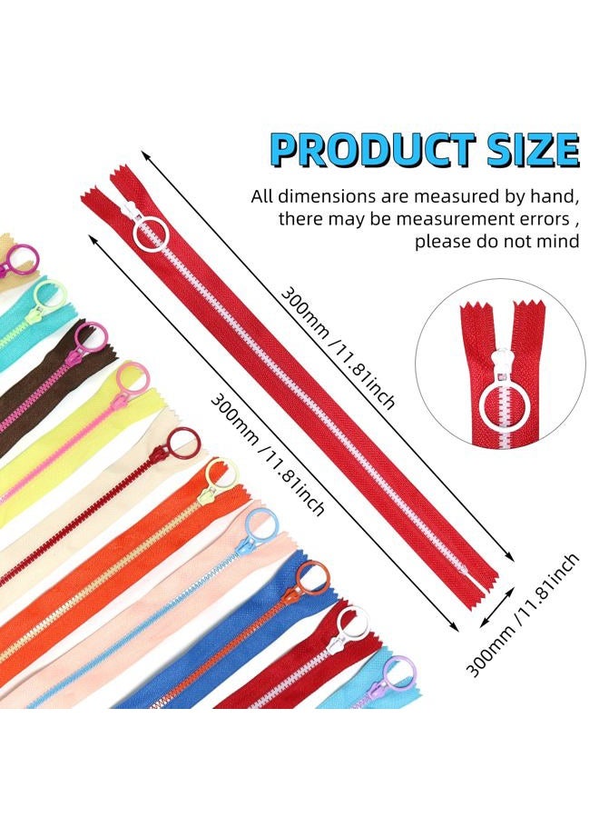Troyune 20pcs Resin Zippers with #3 Lifting Ring Pulls 12inch Close-end for Sewing, Nylon Plastic Bulk Zippers for DIY Tailor Sewing Craft Bags Garment Clothing, Mixed 10 Color - Image 2