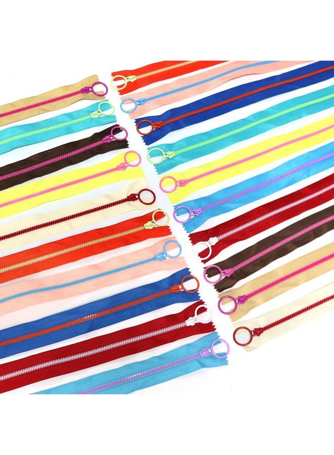 Troyune 20pcs Resin Zippers with #3 Lifting Ring Pulls 12inch Close-end for Sewing, Nylon Plastic Bulk Zippers for DIY Tailor Sewing Craft Bags Garment Clothing, Mixed 10 Color - Image 1