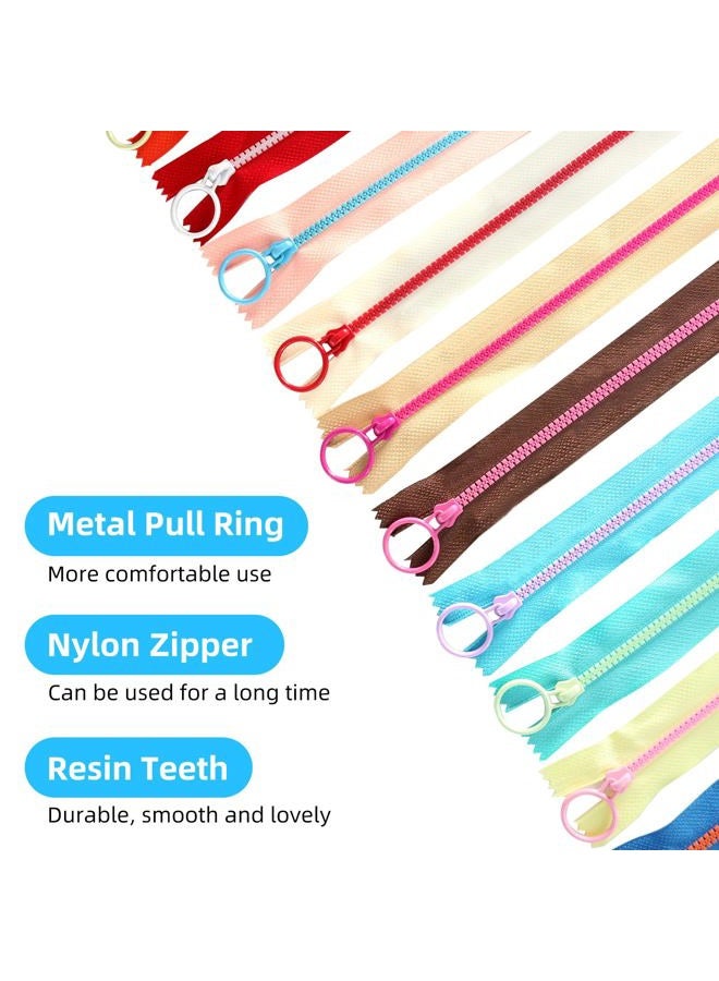 Troyune 20pcs Resin Zippers with #3 Lifting Ring Pulls 12inch Close-end for Sewing, Nylon Plastic Bulk Zippers for DIY Tailor Sewing Craft Bags Garment Clothing, Mixed 10 Color - Image 5
