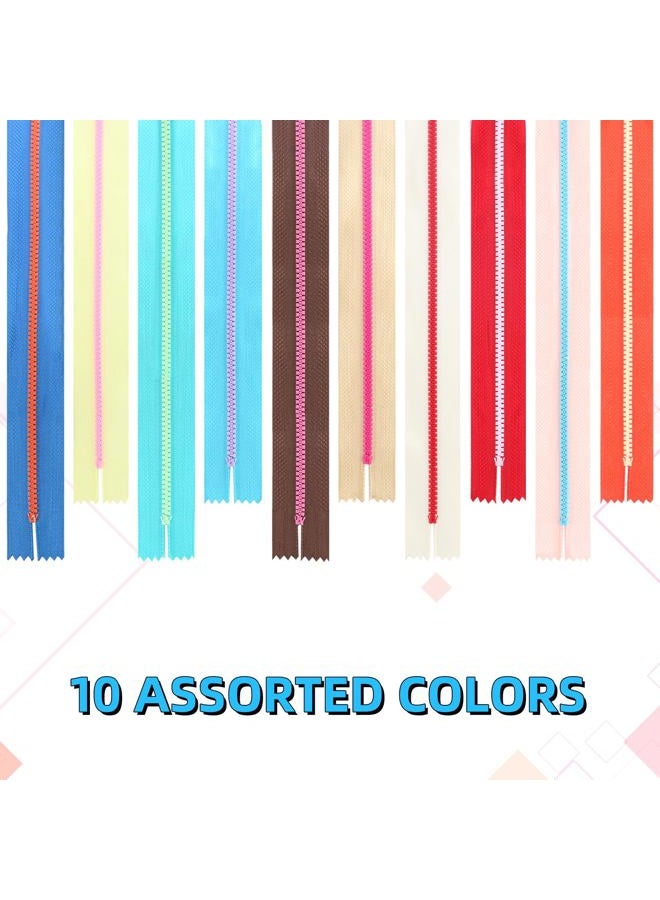Troyune 20pcs Resin Zippers with #3 Lifting Ring Pulls 12inch Close-end for Sewing, Nylon Plastic Bulk Zippers for DIY Tailor Sewing Craft Bags Garment Clothing, Mixed 10 Color - Image 3